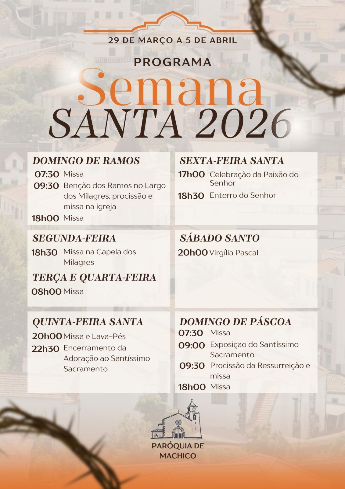 Programa da Semana Santa 2026