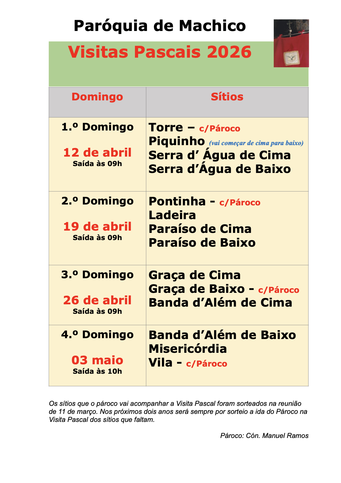 Visitas Pascais 2026